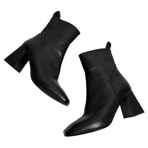 DAVOS GOMMA BLACK LEATHER HEEL WOMEN BOOTS SIZE 37 MADE IN ITALY